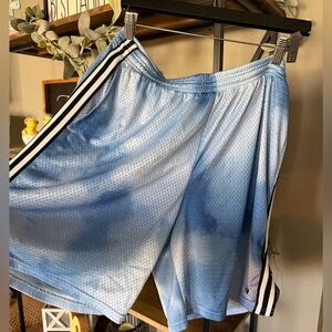 Champion Light Blue Athletic Mesh Shorts with Black and White Trim